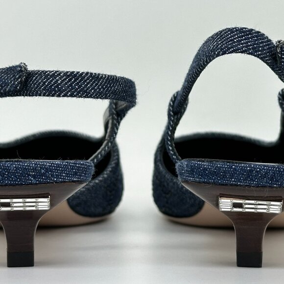 Gucci Crystal GG Monogram Demi Slingback Pumps Kitten Heels Sandals Shoes - Picture 9 of 16